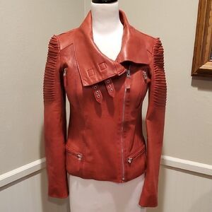Desa Collection Pleated Motorcycle Jacket